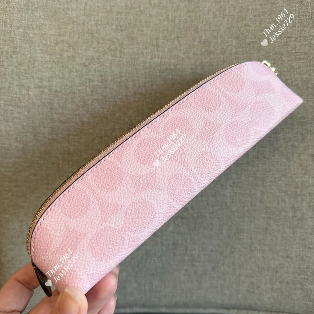 NWT！COACH PENCIL CASE IN SIGNATURE CANVAS (COACH CEA52) powder pink